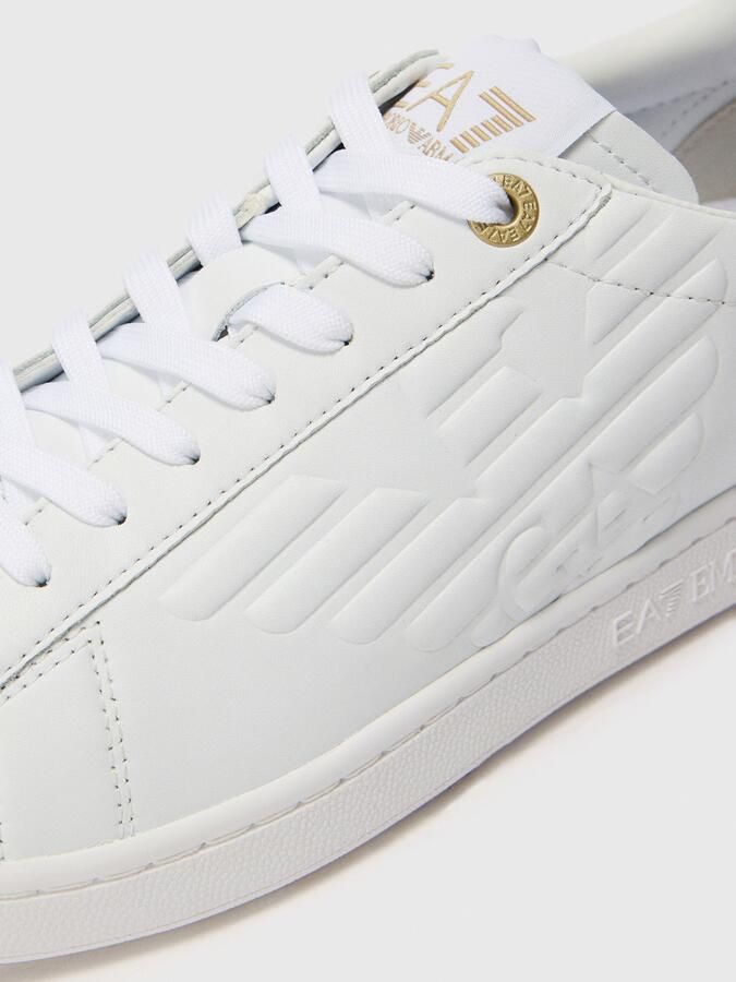 Emporio Armani Slip-On Sporty Leather Sneakers with Laces Wo Gold - Foto 5