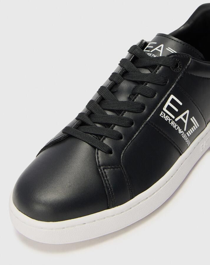 Emporio Armani Leather Lace-Up Sneakers with Rubber Sole Black - Foto 4