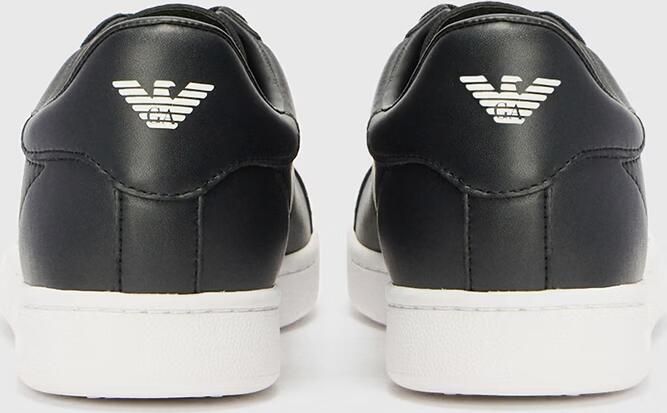 Emporio Armani Leather Lace-Up Sneakers with Rubber Sole Black - Foto 8