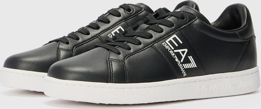 Emporio Armani Leather Lace-Up Sneakers with Rubber Sole Black - Foto 6