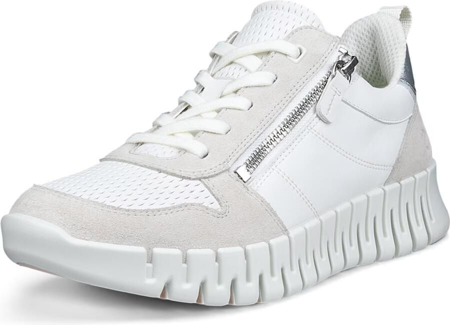 ECCO Gruuv Side Zip Sneakers wit Leer Dames - Foto 7