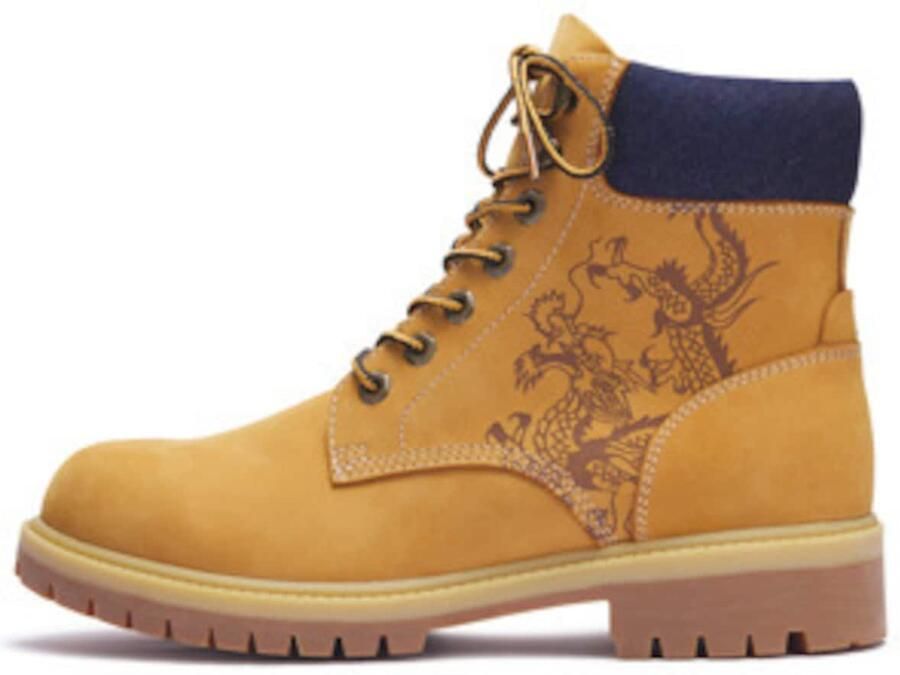 Ed Hardy Veterboots 'Dancing Dragon' navy chocoladebruin pueblo