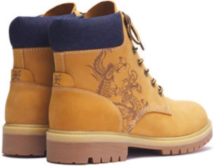 Ed Hardy Veterboots 'Dancing Dragon' navy chocoladebruin pueblo - Foto 5