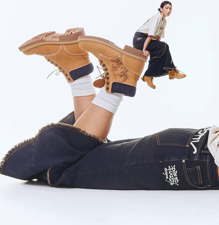 Ed Hardy Veterboots 'Dancing Dragon' navy chocoladebruin pueblo - Foto 2