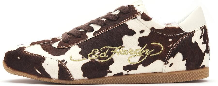 Ed Hardy Sneakers laag bruin goud wit