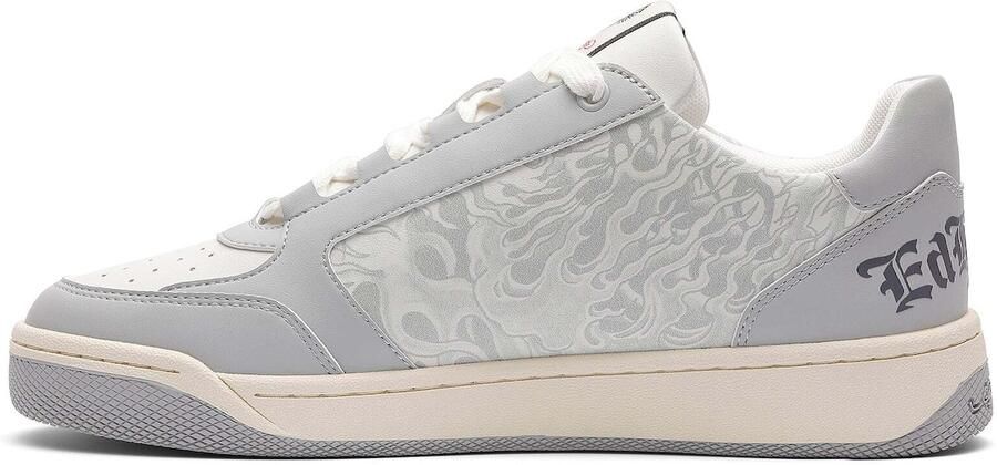 Ed Hardy Sneakers laag 'Flammen' lichtgrijs zwart wit