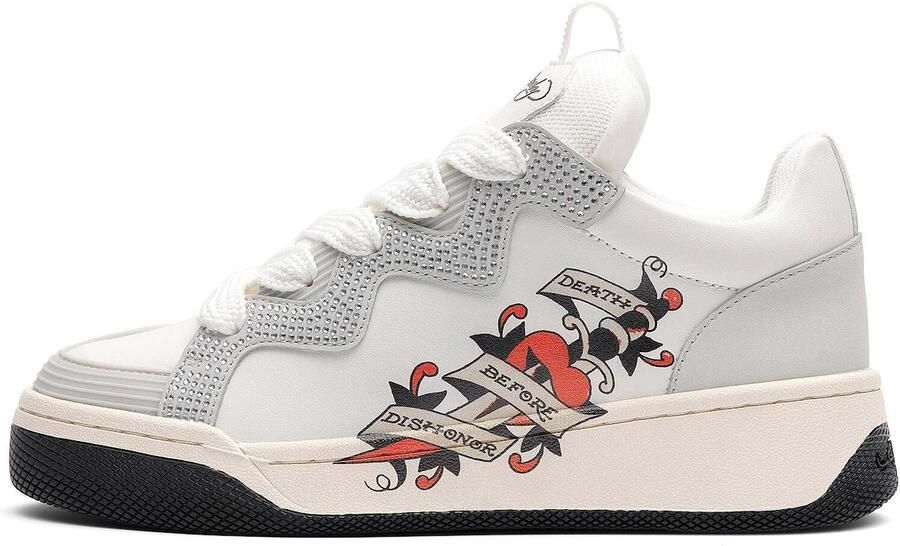 Ed Hardy Sneakers laag grijs wit