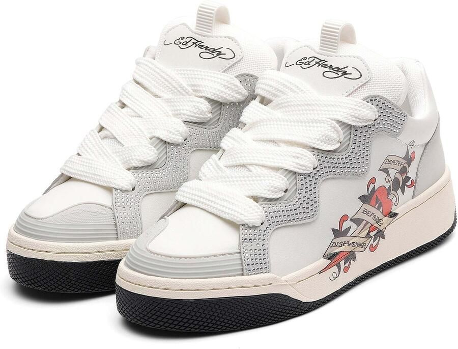 Ed Hardy Sneakers laag grijs wit - Foto 3