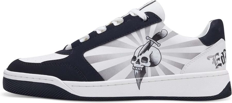 Ed Hardy Sneakers laag 'Skull Dagger' zwart wit