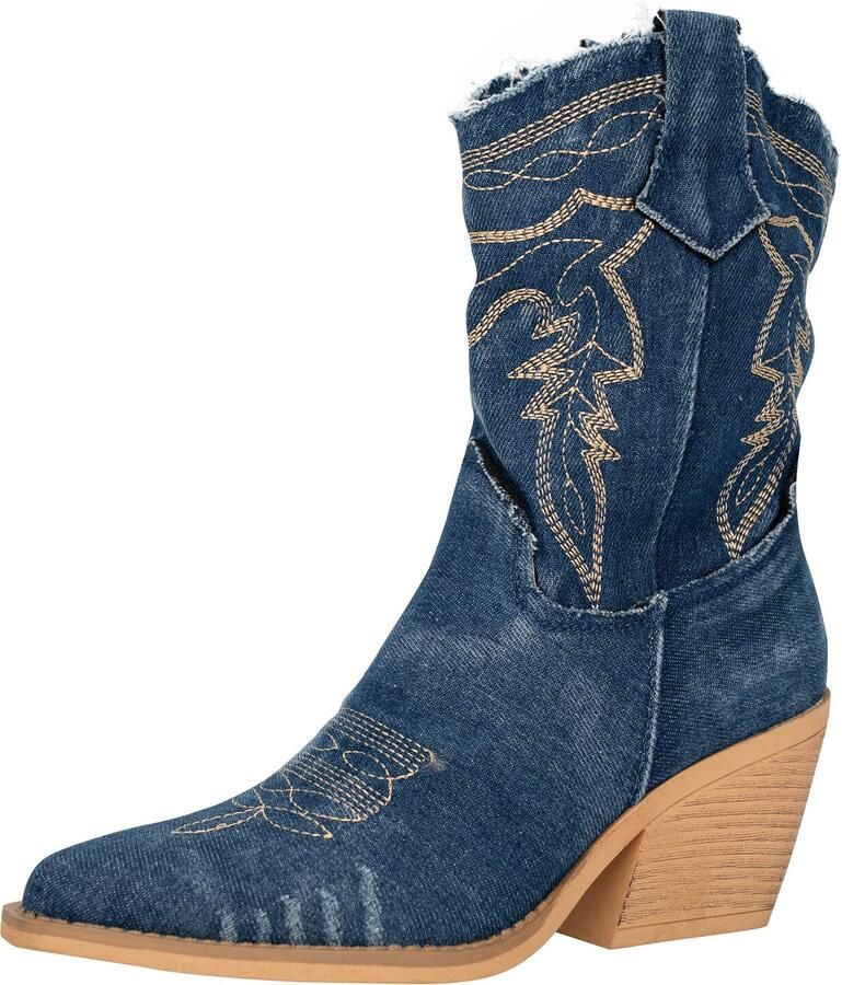 Elara Cowboylaarzen donkerbeige donkerblauw - Foto 2