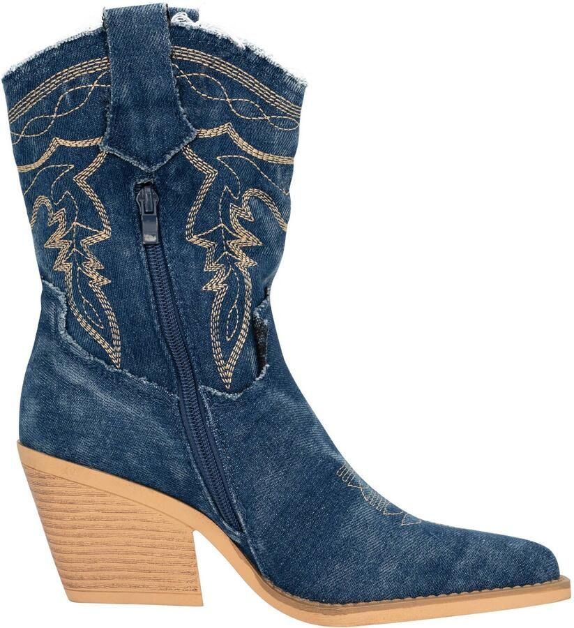 Elara Cowboylaarzen donkerbeige donkerblauw