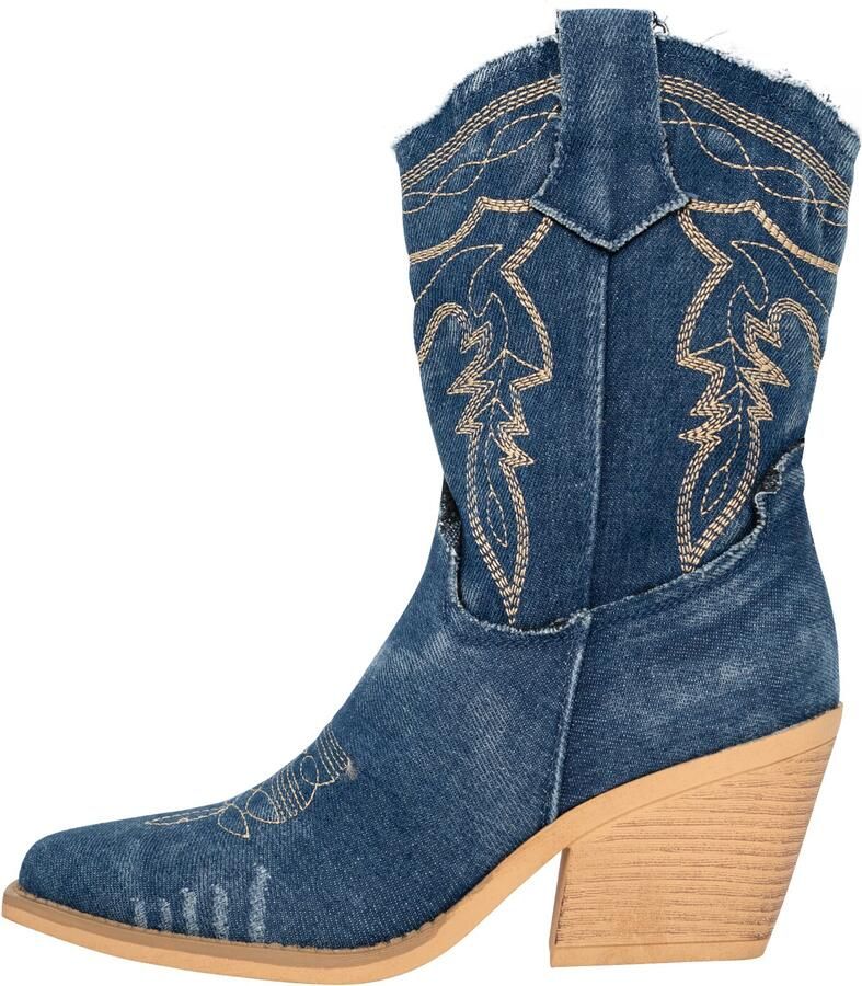Elara Cowboylaarzen donkerbeige donkerblauw - Foto 6