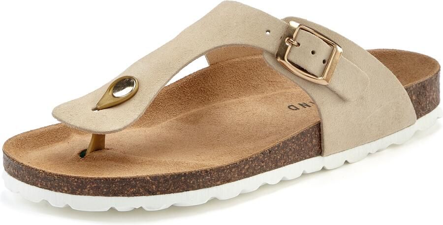 Elbsand Slippers Mule Sandalen open schoen van hoogwaardig leer met comfortabel kurken voetbed unisex