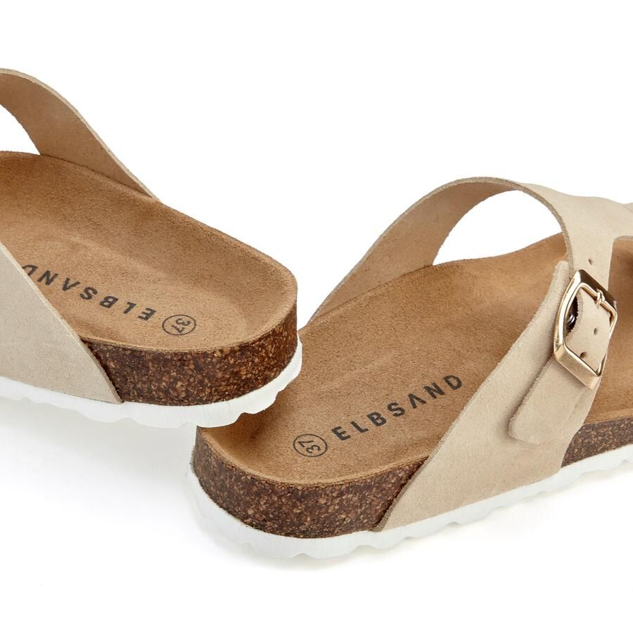 Elbsand Slippers Mule Sandalen open schoen van hoogwaardig leer met comfortabel kurken voetbed unisex - Foto 2