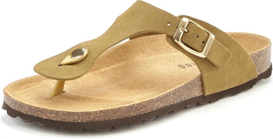 Elbsand Slippers Mule sandaal open schoen teenslipper van hoogwaardig leer met comfortabel kurken voetbed unisex
