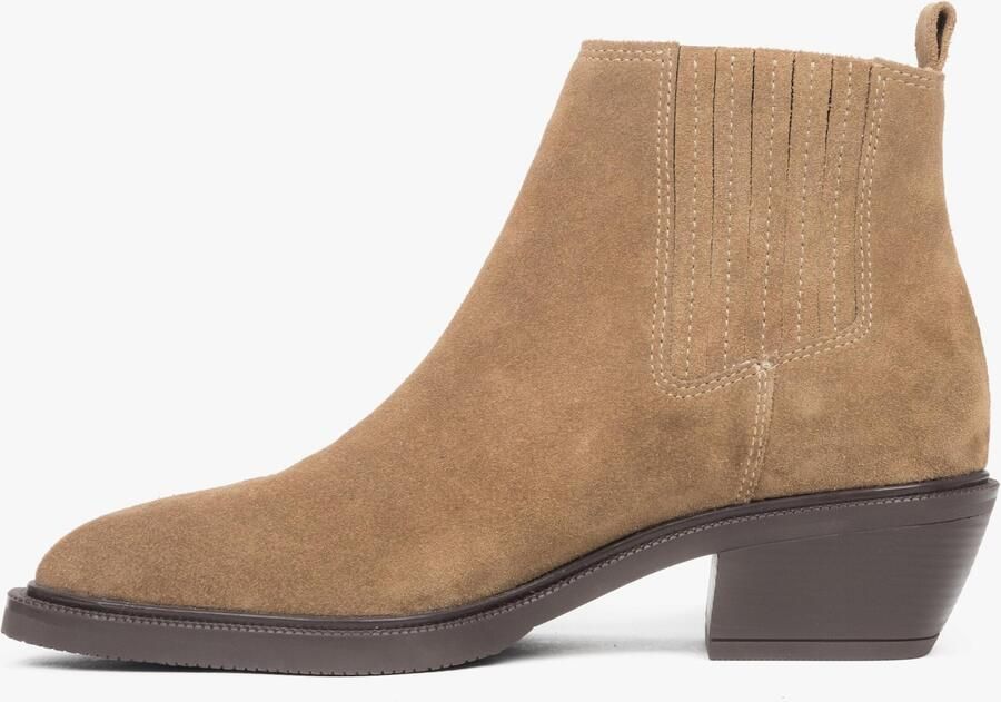 Estro Dames lage bruine cowboy laarzen gemaakt van premium Italiaans echt velours