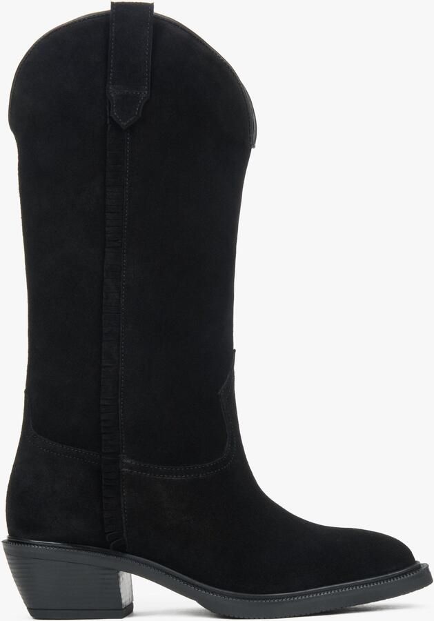 Estro Premium Italiaanse Velours Hoge Zwarte Cowboylaarzen voor Vrouwen - Foto 3