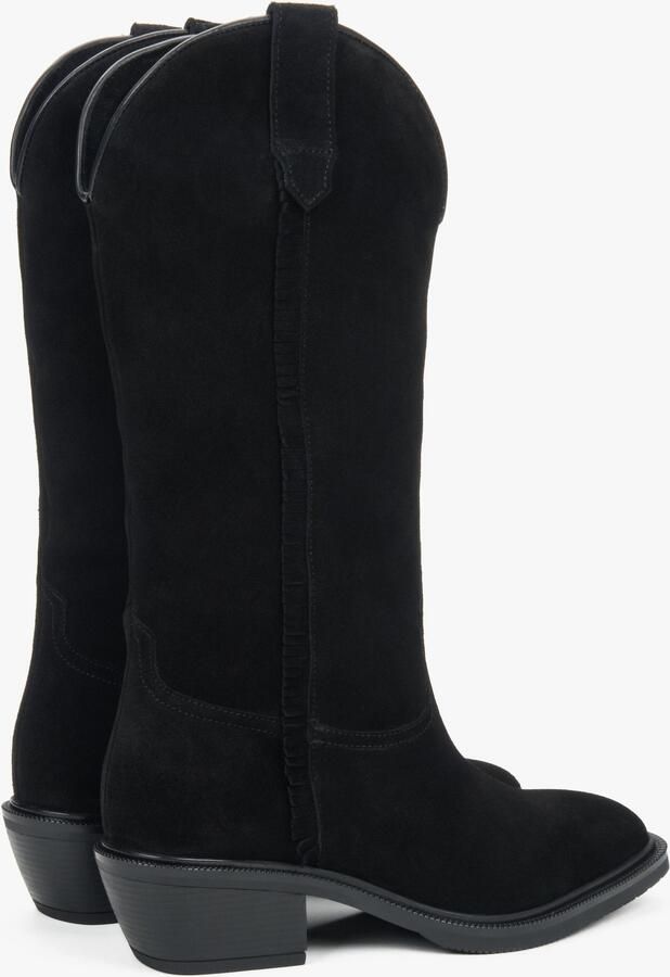 Estro Premium Italiaanse Velours Hoge Zwarte Cowboylaarzen voor Vrouwen - Foto 4