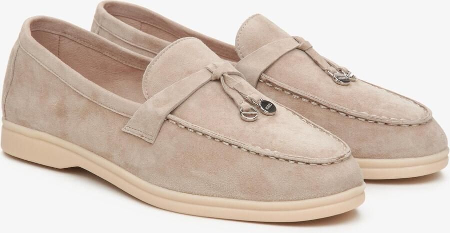 Estro Beige Kwast Loafers voor vrouwen gemaakt van Velours - Foto 5
