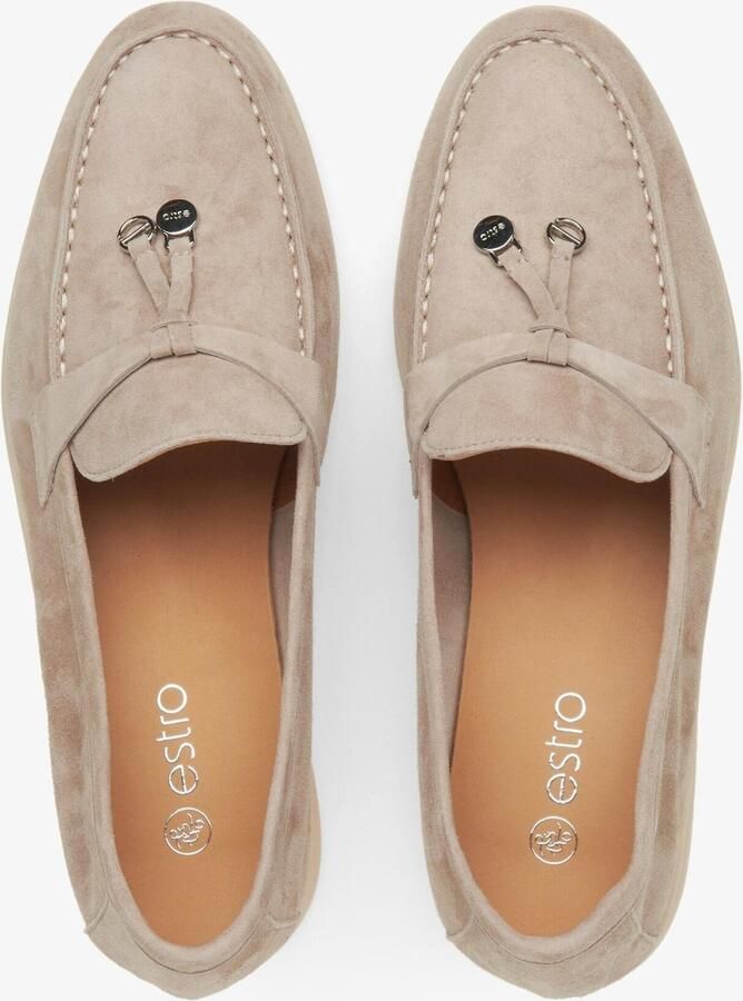 Estro Beige Kwast Loafers voor vrouwen gemaakt van Velours - Foto 4