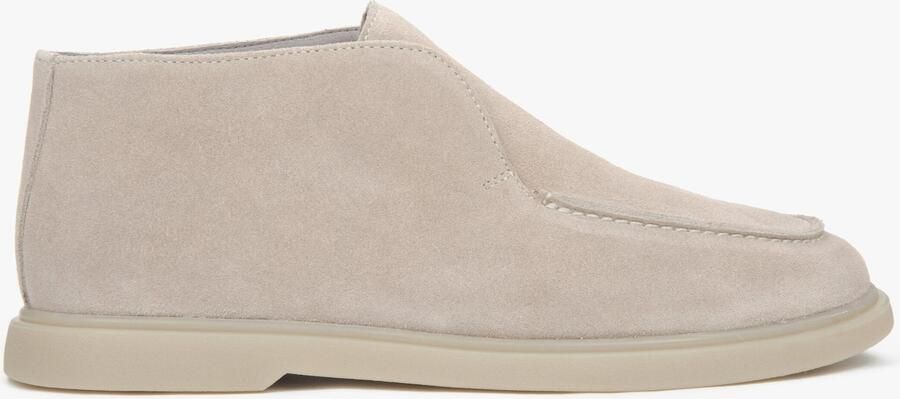 Estro Beige Hoge Enkellaarsjes voor Dames gemaakt van Echt Italiaans Premium Velours