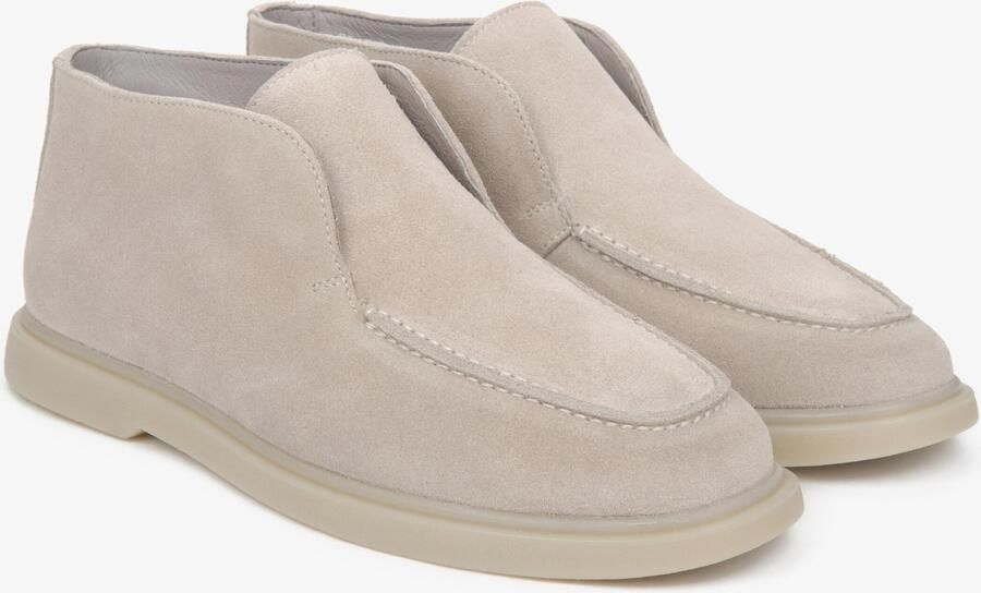 Estro Beige Hoge Enkellaarsjes voor Dames gemaakt van Echt Italiaans Premium Velours - Foto 4