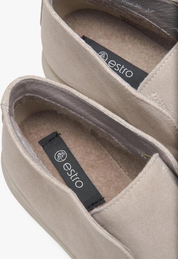 Estro Beige Hoge Enkellaarsjes voor Dames gemaakt van Echt Italiaans Premium Velours - Foto 3
