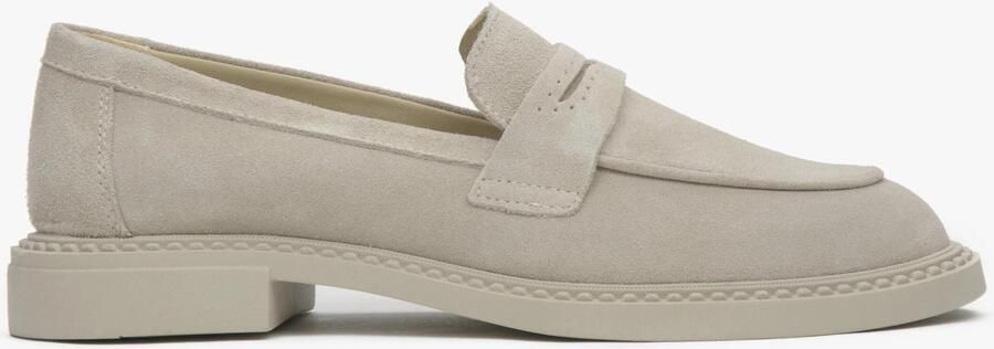 Estro Beige Penny Loafers voor vrouwen gemaakt van Premium Italiaans Echt Velours