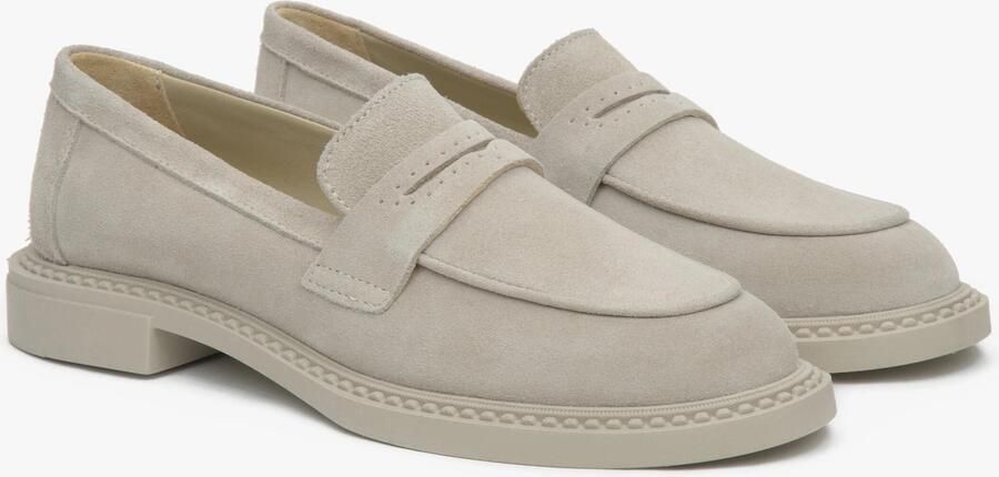 Estro Beige Penny Loafers voor vrouwen gemaakt van Premium Italiaans Echt Velours - Foto 4