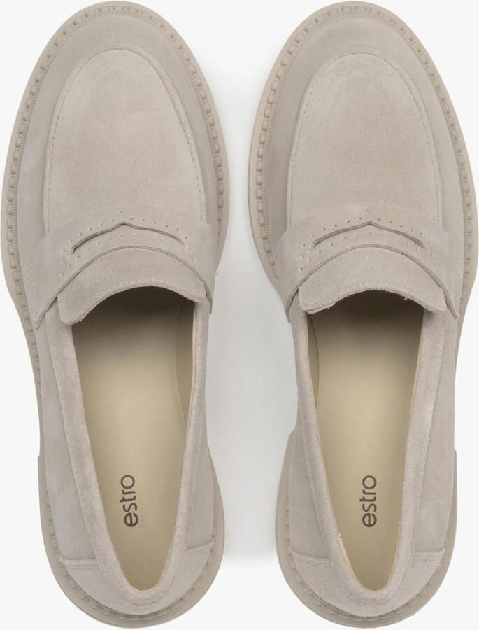 Estro Beige Penny Loafers voor vrouwen gemaakt van Premium Italiaans Echt Velours - Foto 2