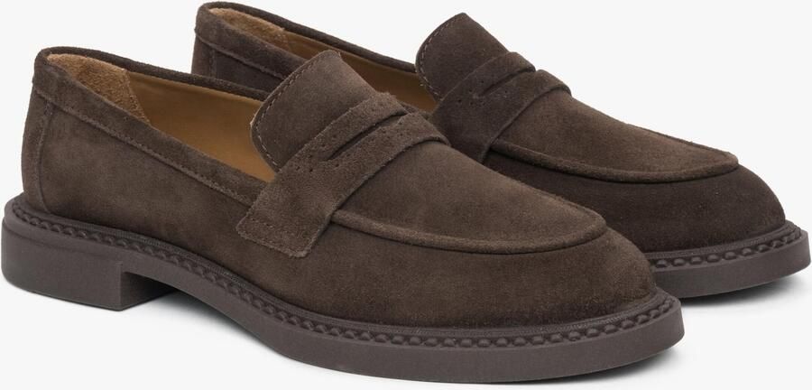Estro Bruine Penny Loafers voor dames gemaakt van Italiaans echt velours - Foto 5