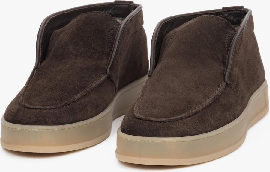Estro Donkerbruine Hoge Enkellaagse Loafers voor Dames gemaakt van Echt Italiaans Premium Velours - Foto 3