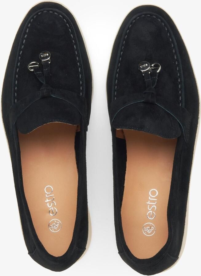 Estro Zwarte Kwastloafers voor dames gemaakt van Velours - Foto 5