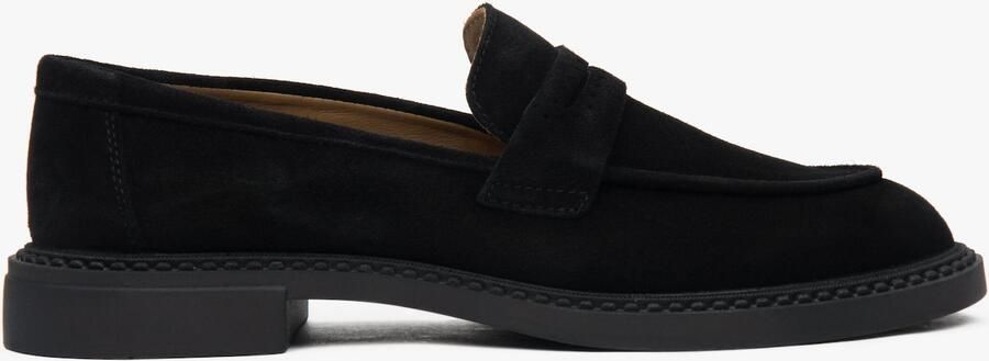 Estro Zwarte Penny Loafers voor dames gemaakt van Italiaans echt velours