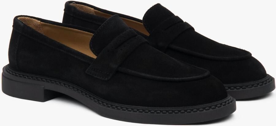 Estro Zwarte Penny Loafers voor dames gemaakt van Italiaans echt velours - Foto 5