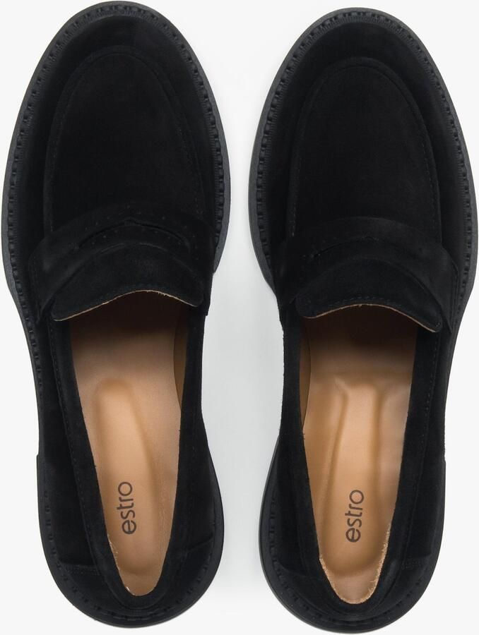 Estro Zwarte Penny Loafers voor dames gemaakt van Italiaans echt velours - Foto 2