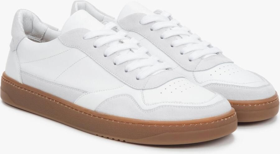 Estro Witte en grijze barefoot sneakers voor heren gemaakt van premium Italiaans leer en velours - Foto 4