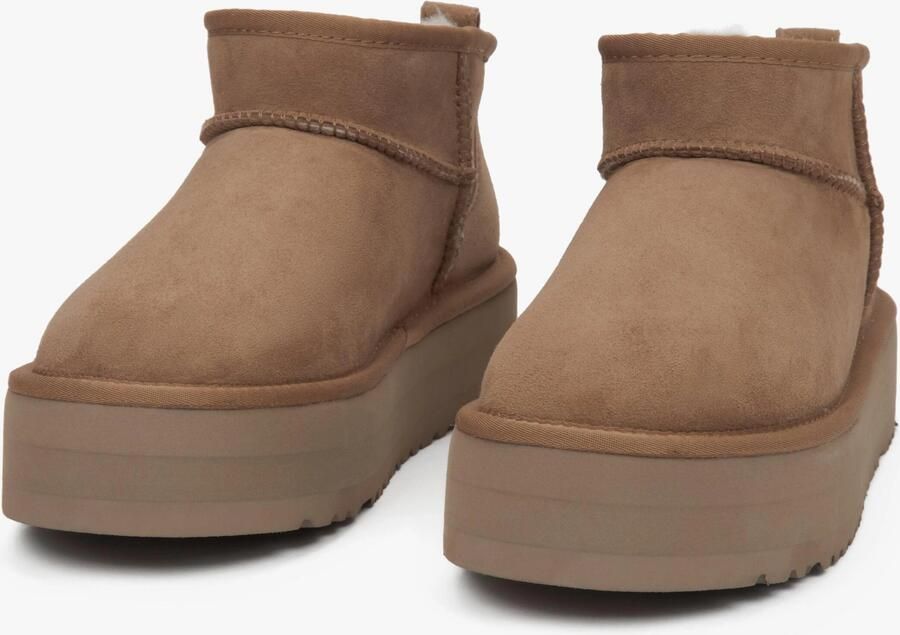 Estro Dames Lage Beige Snowboots gemaakt van Echt Velours met een Bontvoering - Foto 3