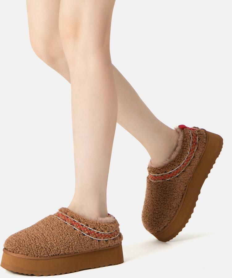 EVERAU Australia Everau Chestnut Loungeslippers met Platform Bruin - Foto 3