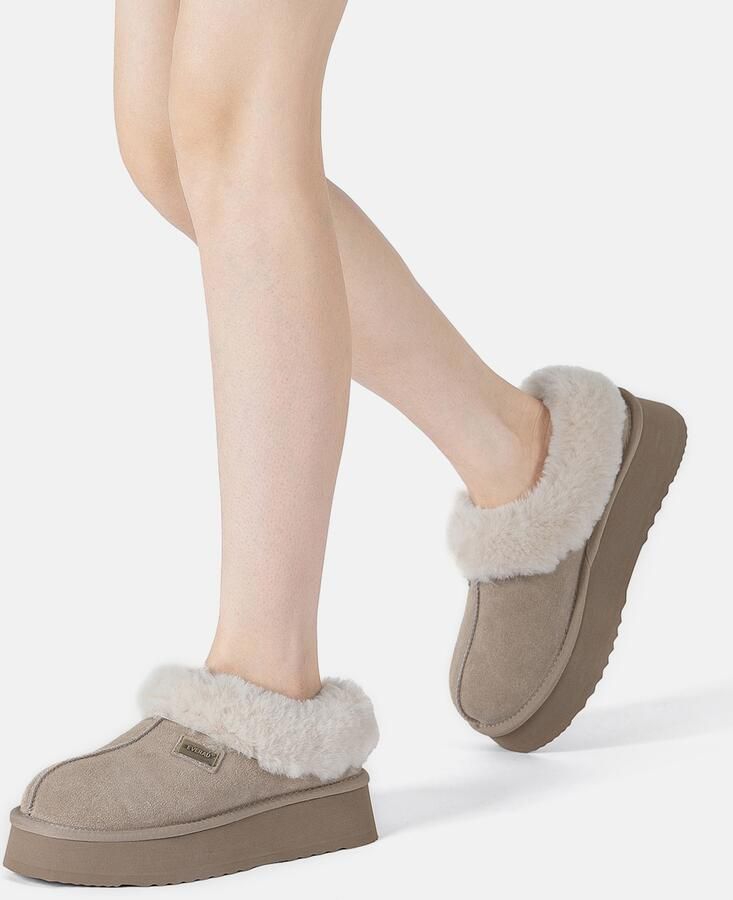 EVERAU Australia Dames Leren Pantoffels Topknot - Foto 3