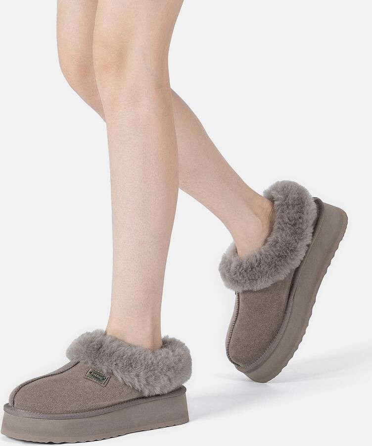 EVERAU Australia Dames Leren Pantoffels Topknot - Foto 4