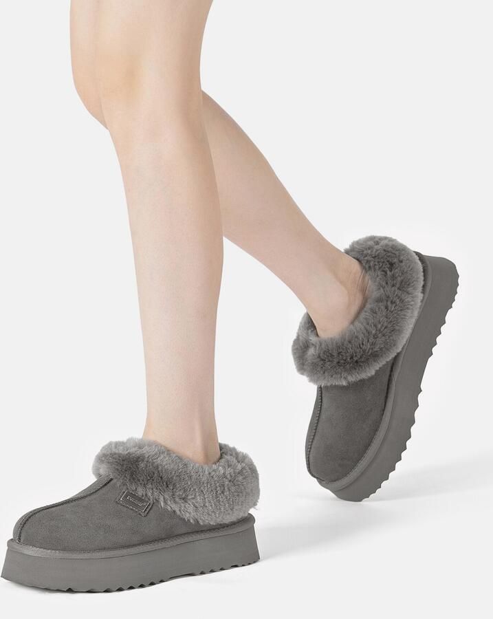 EVERAU Australia Dames Leren Pantoffels Topknot - Foto 3