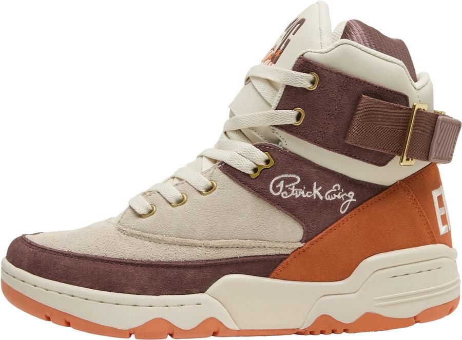 Ewing Sneakers hoog '33Hi' crème chocoladebruin donkeroranje