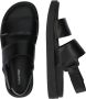 Calvin Klein Zwarte Leren Slippers - Thumbnail 4