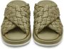 Cesare Gaspari Groene Leren Open Teen Sandalen Green Dames - Thumbnail 12