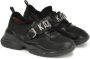 Kazar Zwarte leren sneakers met sok bovenkant en letterband Black Dames - Thumbnail 3