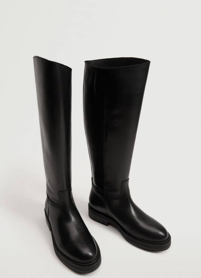 Mango leren laarzen zwart - Schoenen.nl