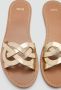 Mango leren slippers goud - Thumbnail 4