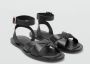Mango leren sandalen zwart - Thumbnail 5