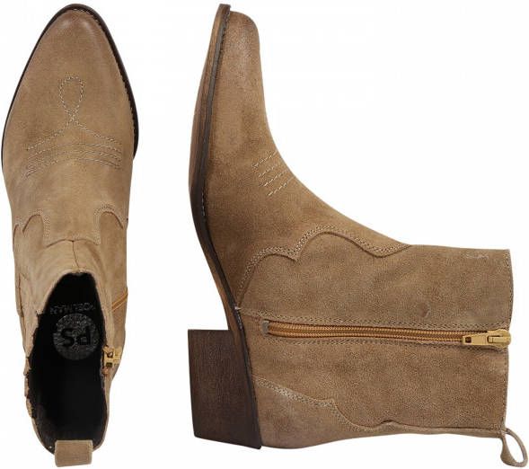PS Poel Nolia Leren Western Enkellaarzen Cappuccino Beige